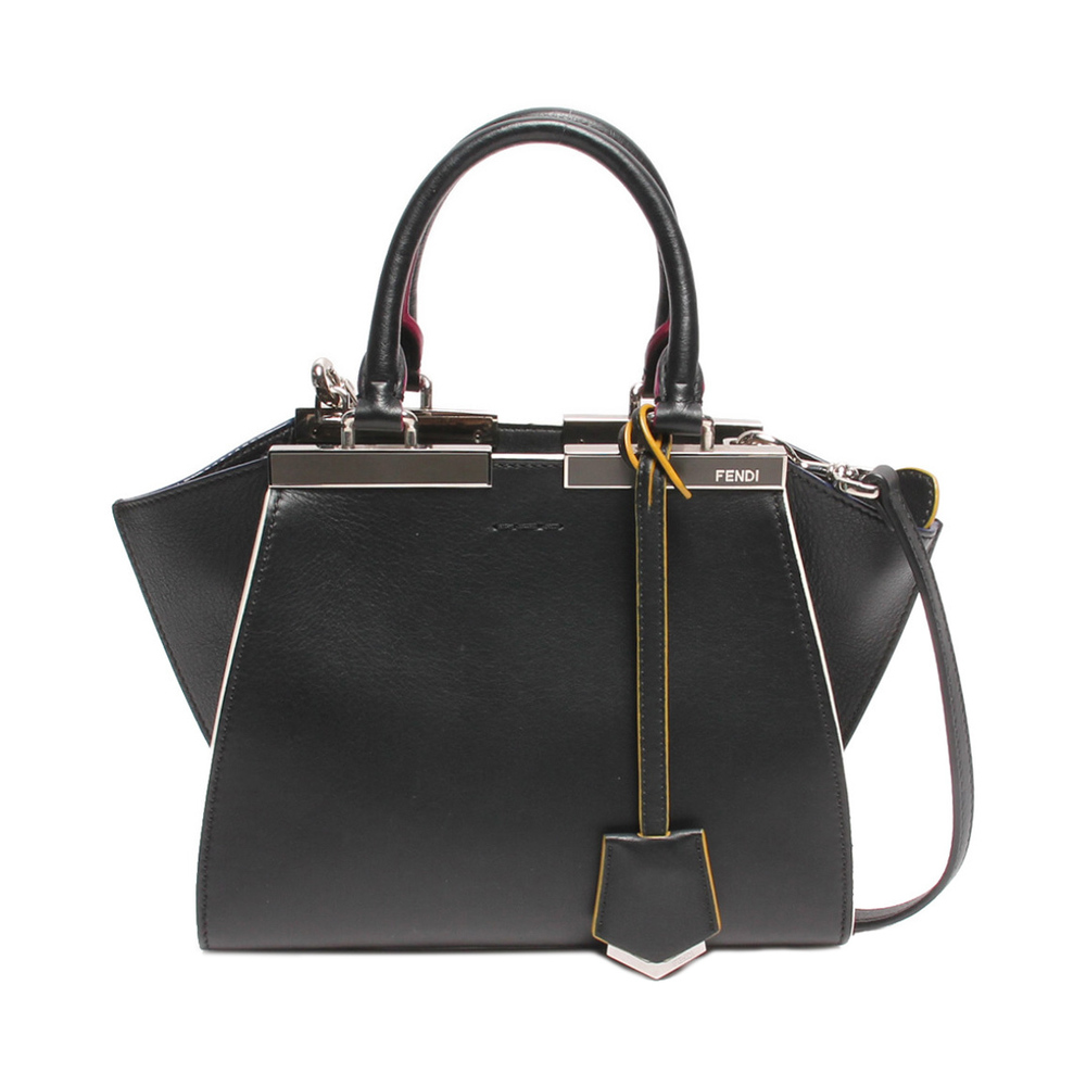 Fendi Petit Trois Jour Leather Handbag Black